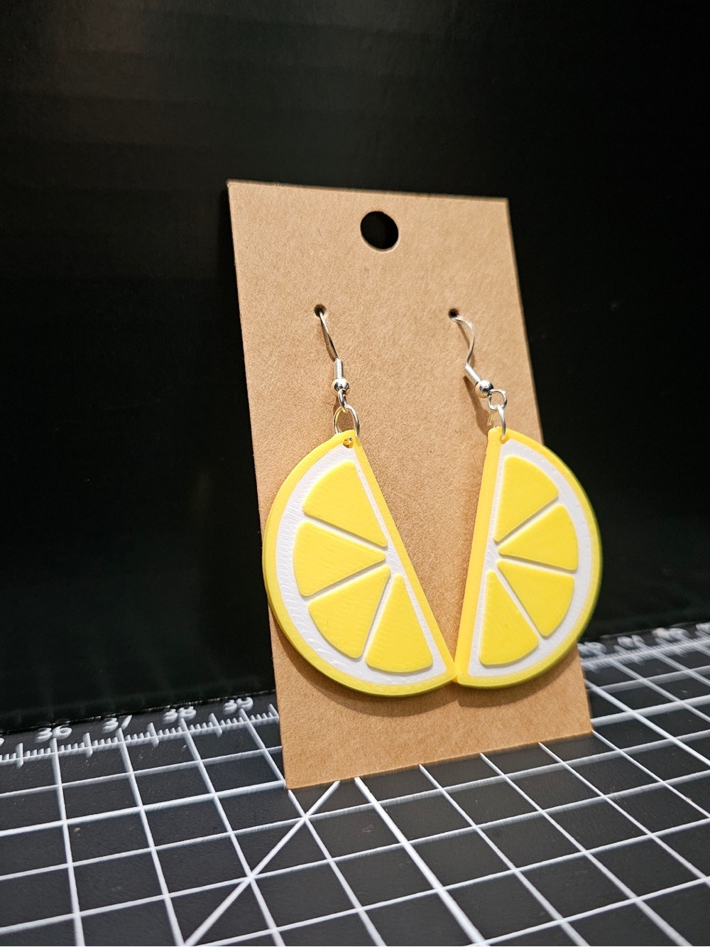 Yellow Lemon Slice Kids Earrings - Fun Fruit Dangle Earrings